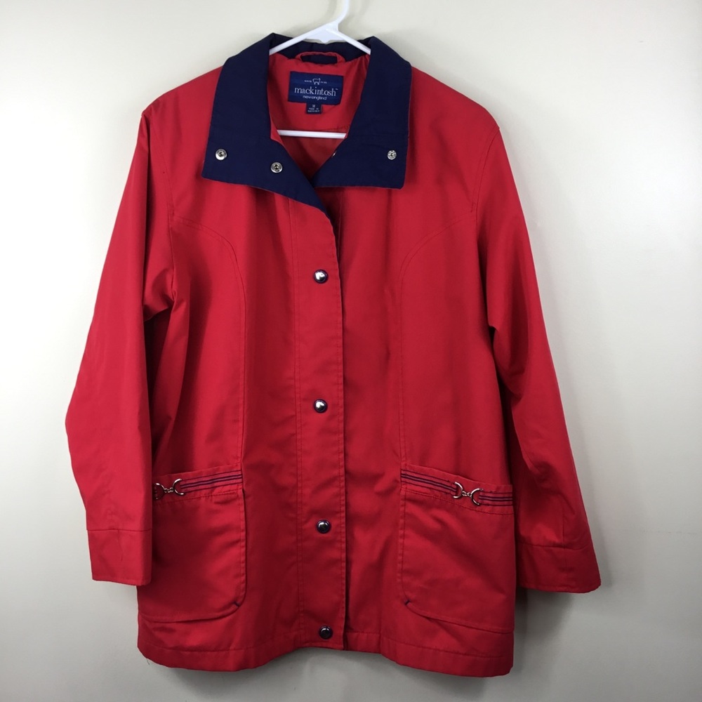 Macintosh New England Car Coat Red Blue Medium